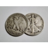 Image 1 : Two Assorted 90% Silver United States Walking Liberty Half Dollars ~ $1.00 Face Value