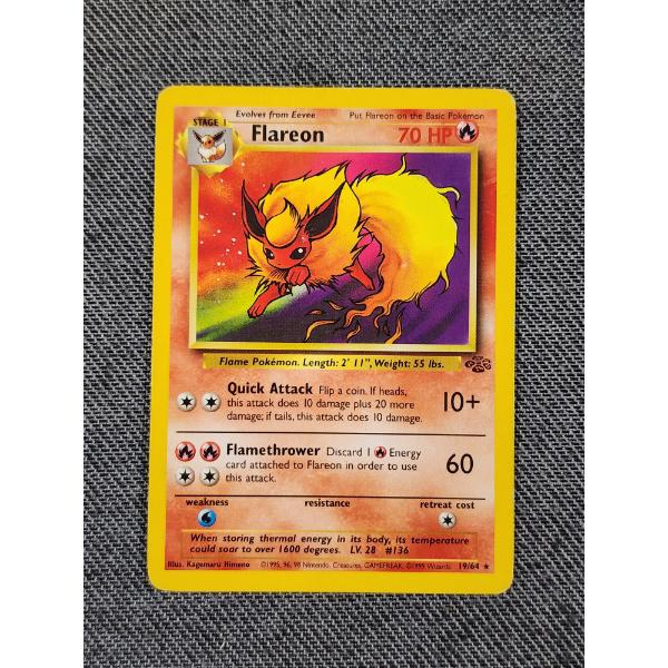 Flareon 19/64 Non Holo Rare Vintage Jungle Pokemon Trading Card ~ NM/LP Condition! 