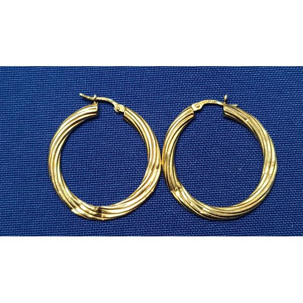 14K Yellow Gold Hoop Earring Set - Weight: 3.1g