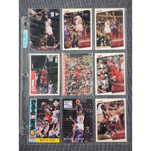 9 Assorted Michael Jordan Basketball Trading Cards Dating Back To 1993 Including SkyBox & Upper Deck