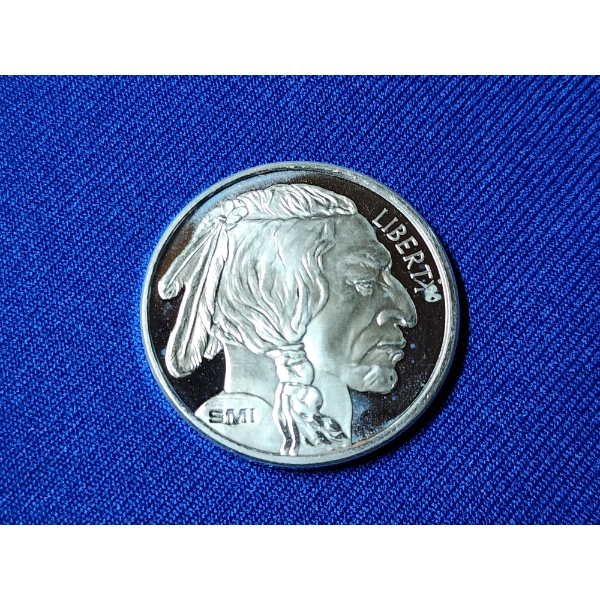 Indian Head Buffalo Nickel Design Silver Round - 1 Troy oz .999 Fine Silver