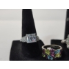 Image 2 : 3 - Sterling Silver Rings with Clear and Colorful Stones - Total Weight: 15.8g