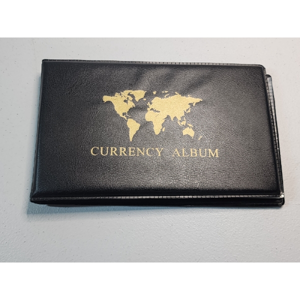 Currency Album w/ Contents: Assortment of Paper Money Including: France, Canada, Philippines, & More