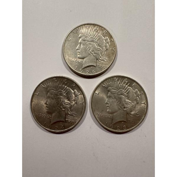 3 Exceptional United States Peace Silver Dollars - Incredible Opportunity