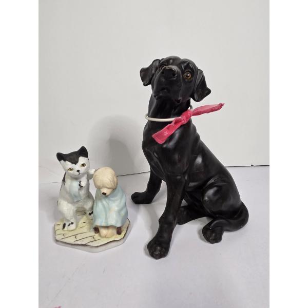 Cute Ceramic 8.5'' Dog, And 4'' Cat & Dog Figurines 