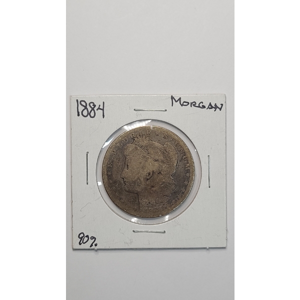 United States 1884 Morgan 90% Silver Dollar - Toned