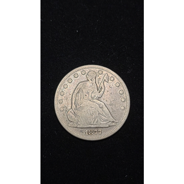 1877-S 90% Silver Seated Liberty Half Dollar 