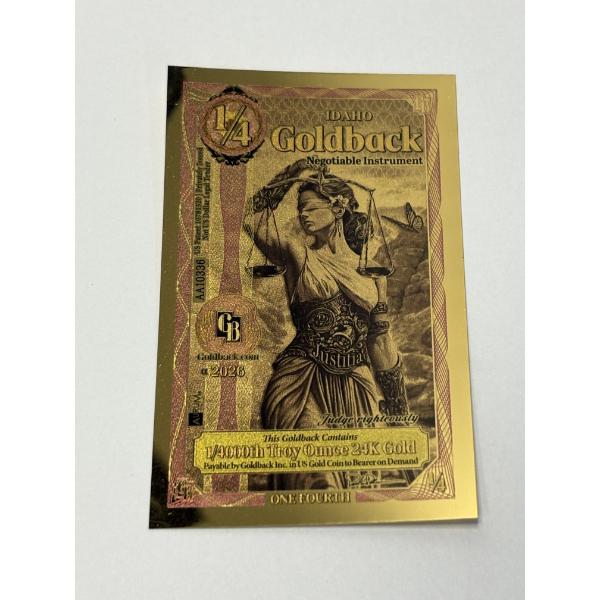 2026 Idaho Goldback - 1/4000th Troy Ounce 24K Gold - AA10336