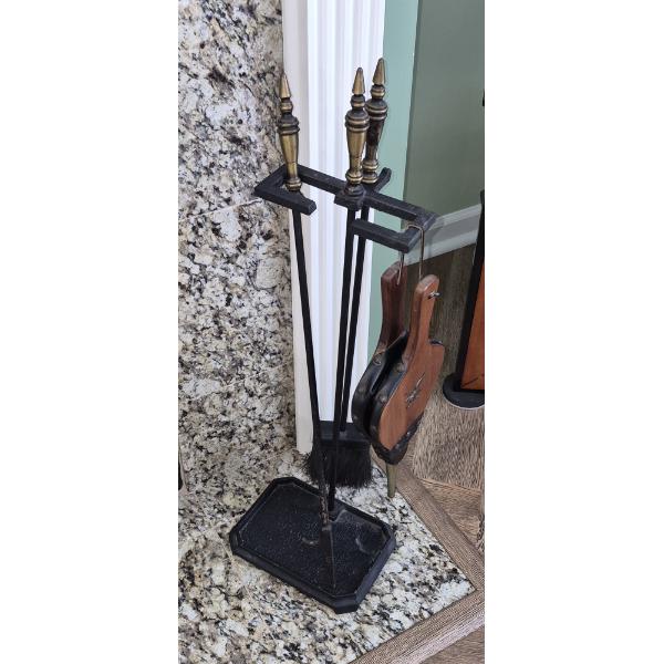 PICKUP IN NORTHFIELD - Brass Fire Place Tools Set As Shown - See Pics 