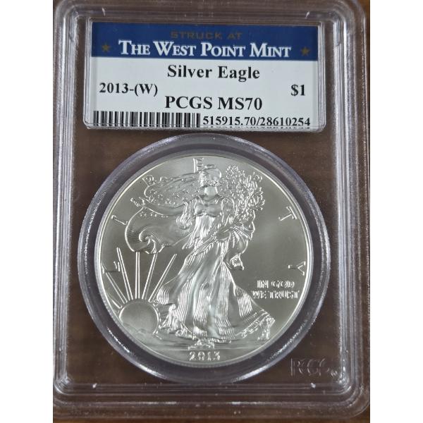 2013 The West Point Mint Silver Eagle PCGS MS70 999 Fine Silver Ounce