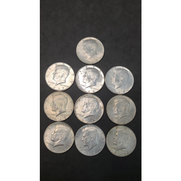Assorted Years 40% Silver Kennedy Half Dollars - Face Value: $5.00