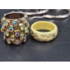 Image 3 : Assorted Jewelry - Watch Band - Brooch - Earrings - Clip on Earrings - 3 Rings - Necklace Charm 
