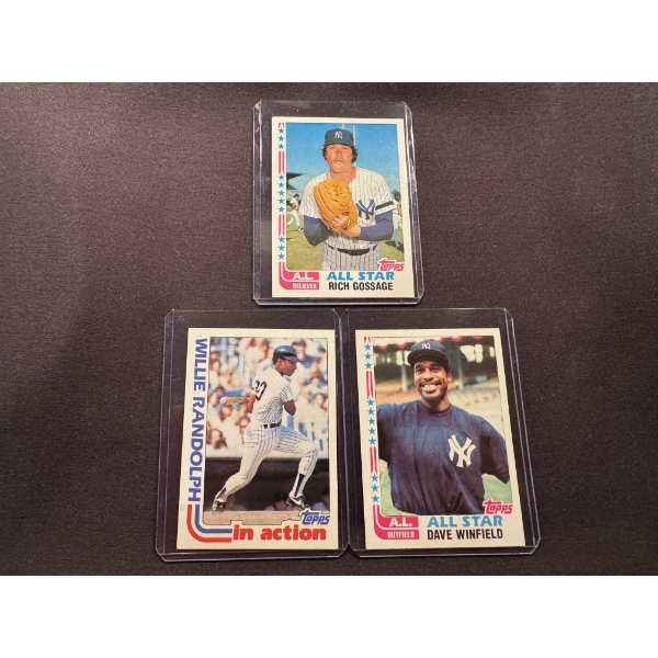 3 - 1982 Topps New York Yankees Baseball Cards - Gossage, Winfield & Randolph - Mint Condition