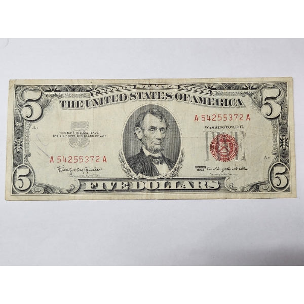 U.S. Series 1963 $5 Red Seal Note 