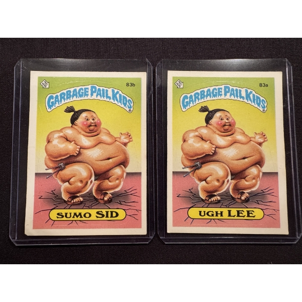 1985 Garbage Pail Kids - Sumo SID & Ugh LEE Cards - 83A & 83B - Mint Condition