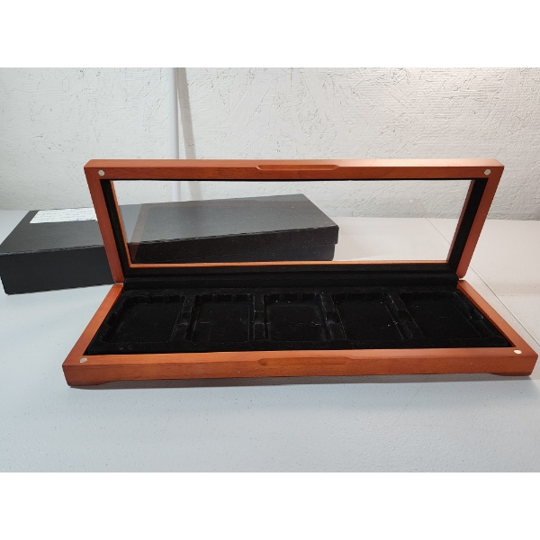 Wooden Glass-Top Coin Display/Storage Box - Holds 5 Standard Slabs
