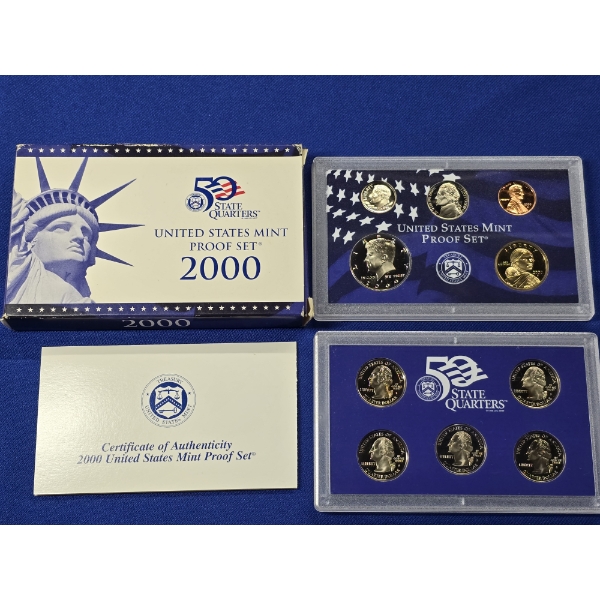 2000-S United States 50 State Quarters Mint Proof Set - 10 Coin Set w/ box & COA