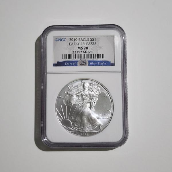 NGC MS70 Graded 2010 Silver 1 Oz American Eagle Early Releases ~ 25 Years of Silver Eagles