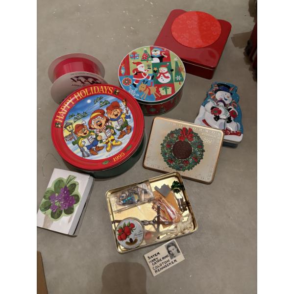 *Pick Up At Mantua Home-No Shipping Available*  Christmas Items - Tins - Tin with Miscellaneous Item