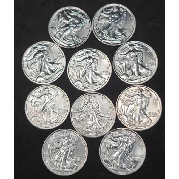 (10) 1/10 Troy Ounce .999 Fine Silver Rounds With Walking Liberty Motif