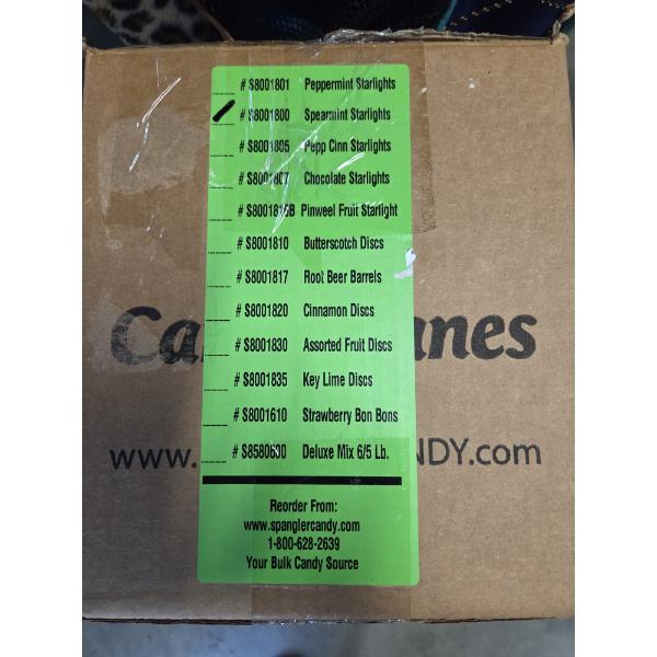 Sealed 34.6 Lbs. Box Of Individually Wrapped Spearmint Starlight Mints!