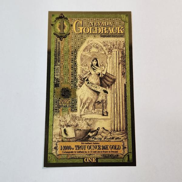 2025 *ALPHA SERIES* Nevada 1 Goldback Note - 1/1000th Troy Ounce 24K Gold