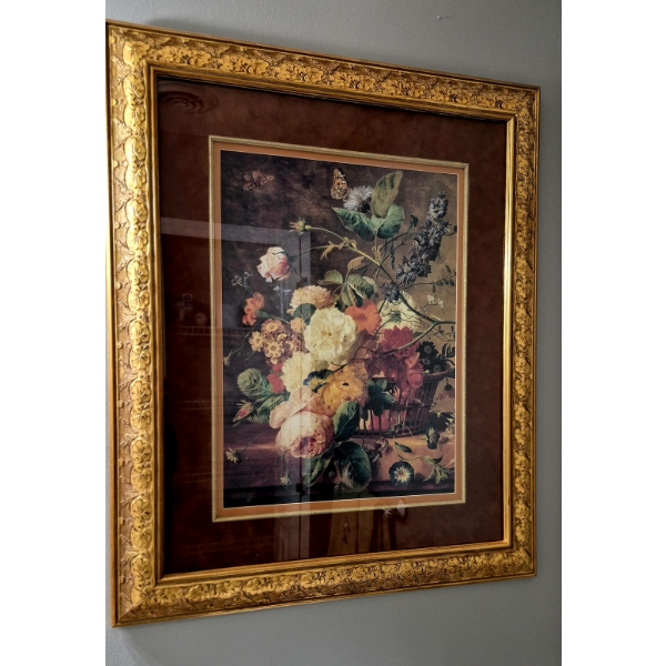 PICKUP IN NORTHFIELD - Large Framed Floral Print 35 x 29 O/A Image: 22 x 16 - See Pics