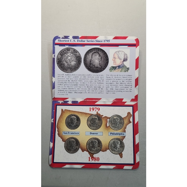 (6) 1979-1980 Susan B. Anthony Dollars In Display