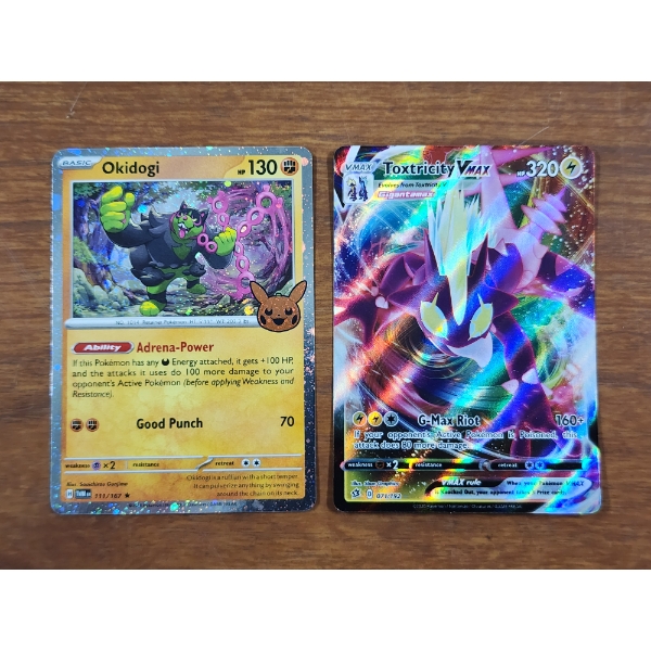 Two Assorted Pokemon Trading Cards Including Holo Rare & VMAX!