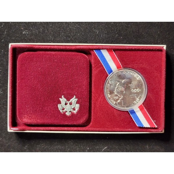 1984 Los Angeles Olympic Silver Dollar in Original Box