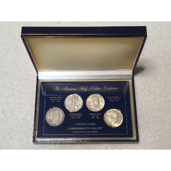 US Commemorative Gallery American Half Dollar Collection Display FT. $2 in Asstd. Silver Coins