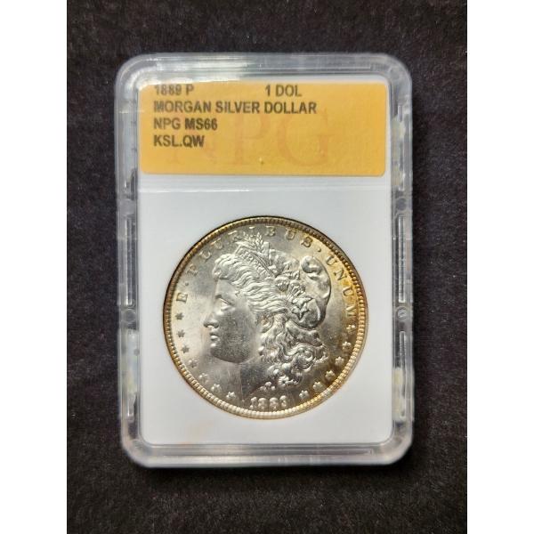 1889-P Morgan Silver Dollar Graded MS66 by NPG - RARE Coin in High Grades! 