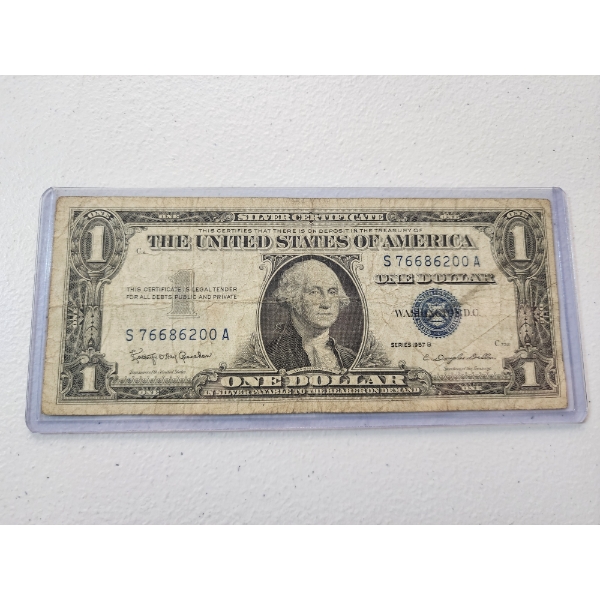United States 1957-B Blue Seal $1 Silver Certificate - In Protective Holder
