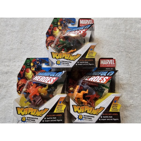 3 Marvel: Handful of Heroes Figure Sets - 8 Mini Figures x 3 Sets = 24 Figures Total!!! - ALL NIB!!!