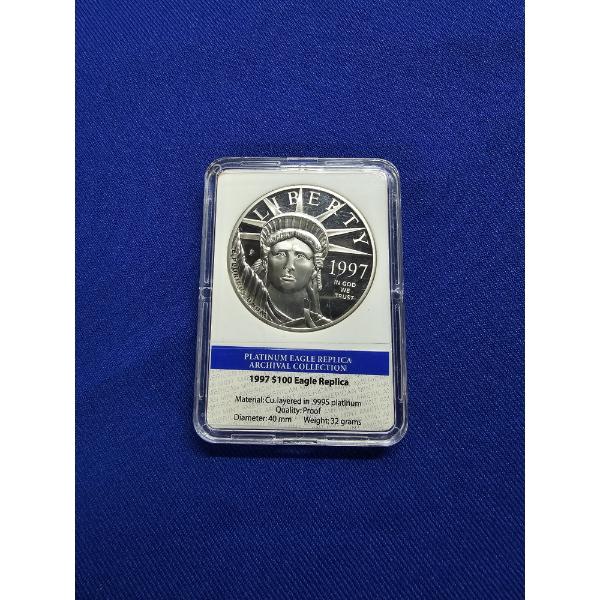 1997 $100 .9995 Platinum-Layered Eagle Replica Proof