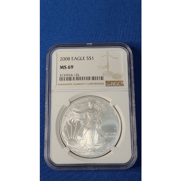2008 NGC MS 69 1 oz .999 Fine Silver American Eagle