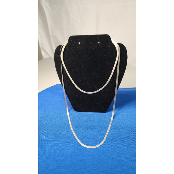 2 Sterling Silver Herringbone Style Chains- TW: 27G 