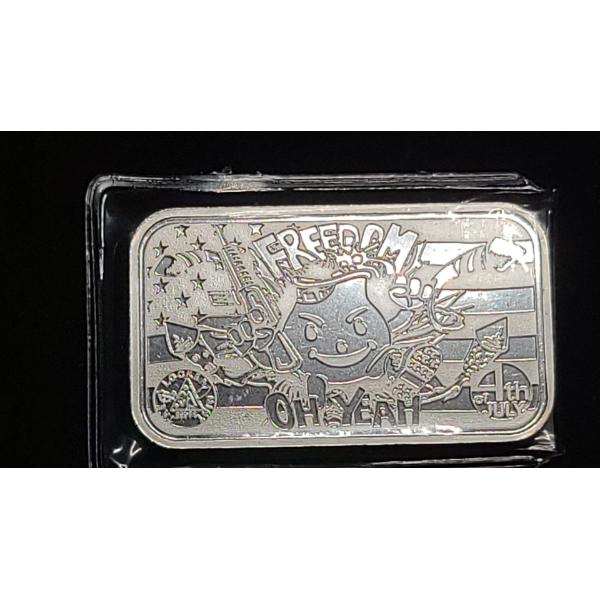 Rare Kool-Aid Man 4th Of July "Freedom, Oh Yeah" 1 Oz 999 Fine Silver Art Bar By The Locker Mint