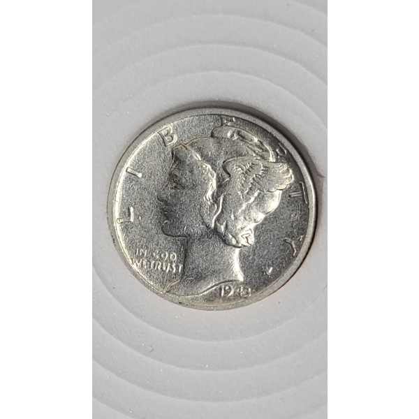 Encapsulated 1943-S 90% Silver Mercury Head Dime - Face Value: $0.10