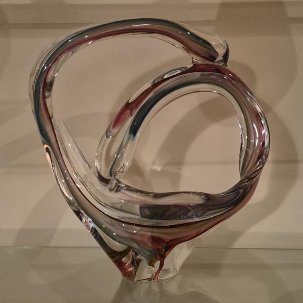 Freeform Colorful Art Glass Hand Blown & Crafted Sculpture 13 x 13 x 4.5 Overall