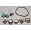 Image 1 : Lovely Sterling Silver Rings, Earrings & Bracelet - Total Weight: 40.1g