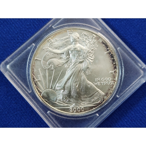 2000 Silver American Eagle - 1 Ounce .999 Fine Silver - In Coin Holder