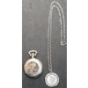 Image 1 : American Historic Society Quartz Pocket Watch & Coin Replica Necklace 