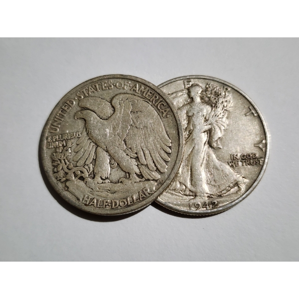 Two Assorted 90% Silver United States Walking Liberty Half Dollars ~ $1.00 Face Value