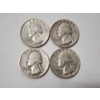Image 1 : Four Assorted Years 90% Silver Washington Quarters - FV: $1.00