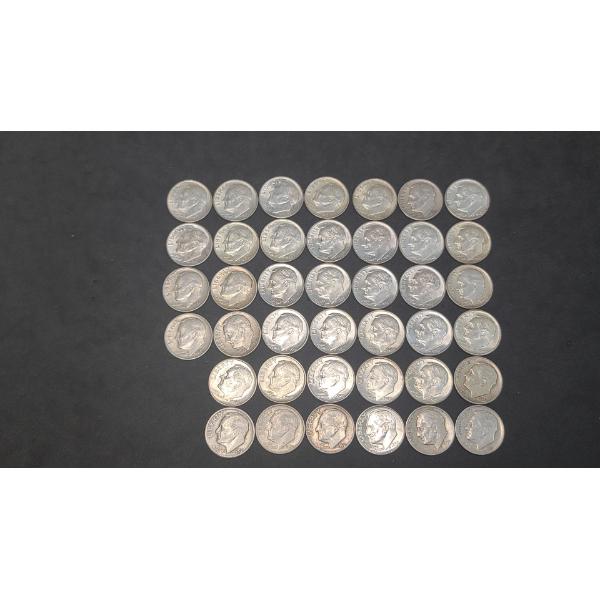 Assorted Years 90% Silver Roosevelt Dimes - Face Value: $4.00