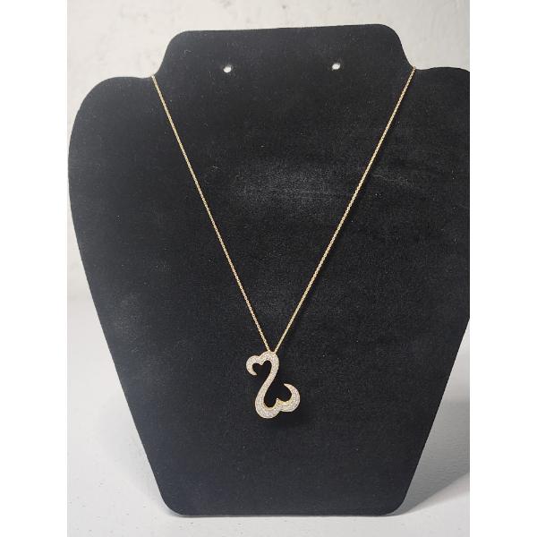 14K Gold Open Hearts Diamond Necklace - 20" TW: 5.8g