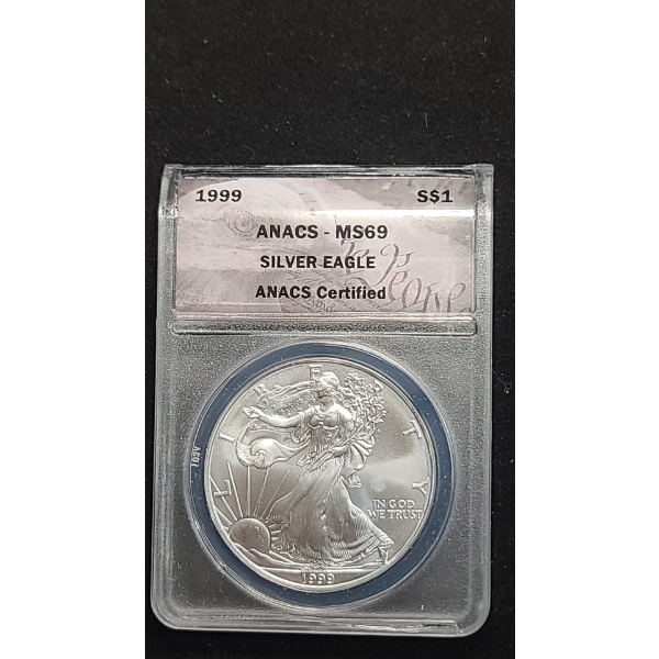 ANACS 1999 MS69 1 oz 999 Fine Silver American Eagle