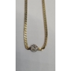 Image 5 : Vintage 14K Yellow Gold Herringbone 16" Chain Necklace With Bezel-set Round Diamond - Weight: 6.0g
