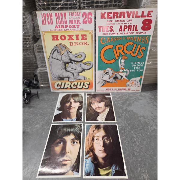 Antique Circus Posters And Beatles Pictures